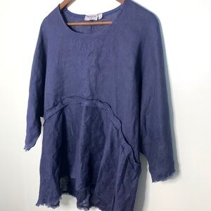 Impressions by RT navy blue flowy linen shirt size XL